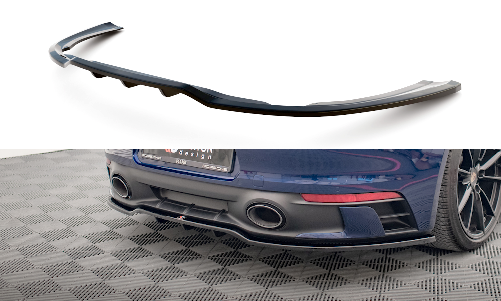 Maxton Design Street+ Mittlerer Diffusor RACE passend für V.1 Porsche 911 Carrera Aero / Carrera GTS 992 schwarz Hochglanz