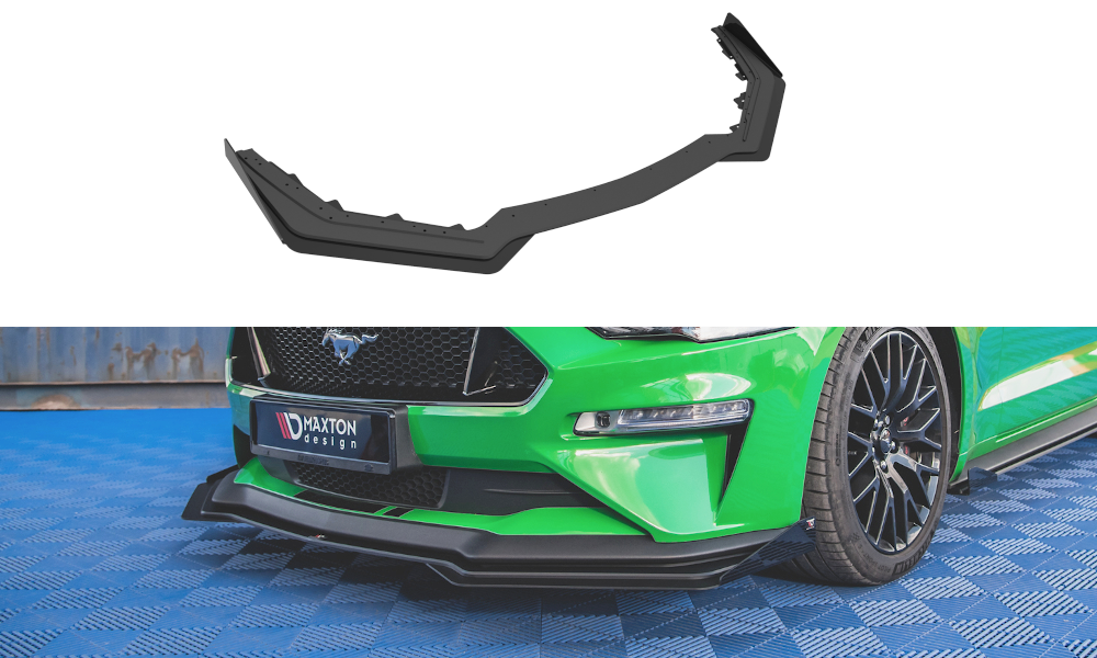 Maxton Design Street Pro Street+ Spoilerlippe Front Ansatz passend für V.1 passend für + Flaps Ford Mustang GT Mk6 Facelift schwarz Hochglanz