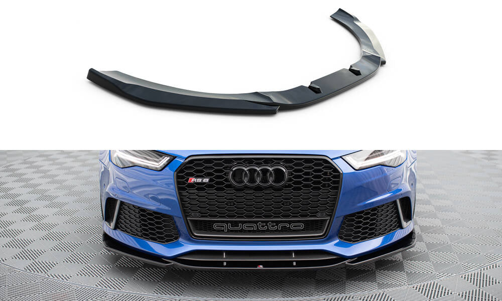 Maxton Design Street+ Spoilerlippe Front Ansatz V.3 passend für Audi RS6 C7 / C7 Facelift schwarz Hochglanz