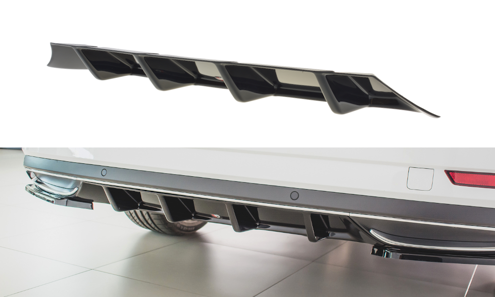 Maxton Design Diffusor Heck Ansatz passend für Skoda Superb Liftback / Combi Mk3 FL schwarz Hochglanz