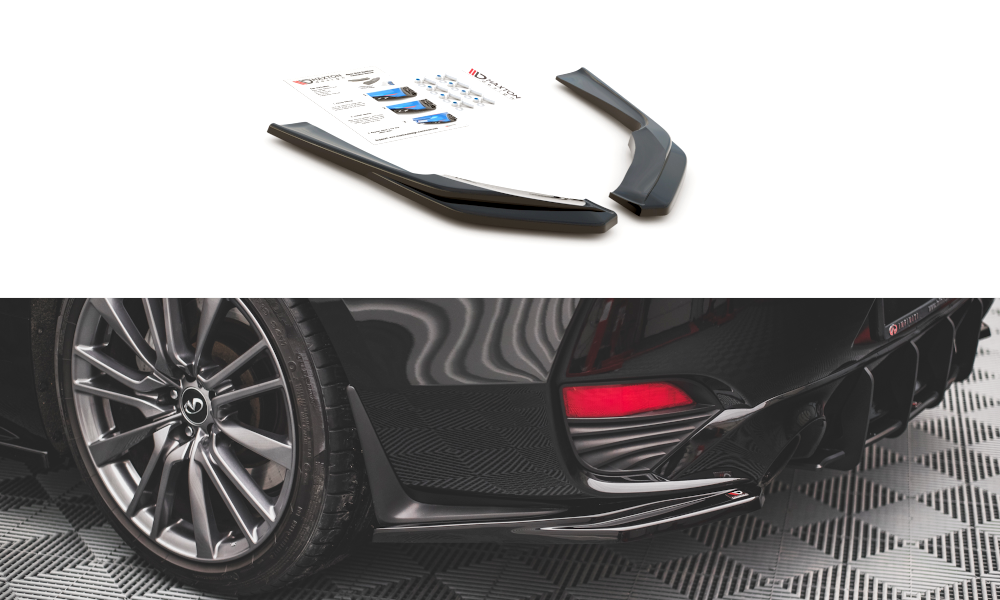 Maxton Design Heck Ansatz Flaps Diffusor passend für Infiniti Q60 S Mk2 schwarz Hochglanz