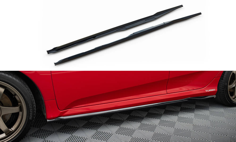 Maxton Design Street+ Seitenschweller Leisten passend für Honda Civic SI Mk10 schwarz Hochglanz