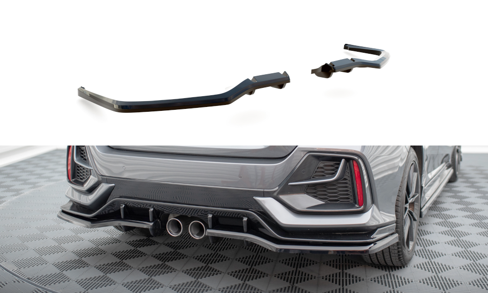 Maxton Design Heckansatz V.1 (mit einem vertikalem balken) Honda Civic Sport Mk 10 Facelift schwarz Hochglanz für Honda Civic Mk10 Facelift