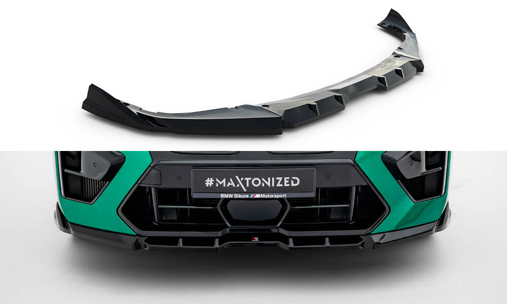 Maxton Design Street+ Spoilerlippe Front Ansatz V.1 passend für BMW X6 M F96 Facelift schwarz Hochglanz