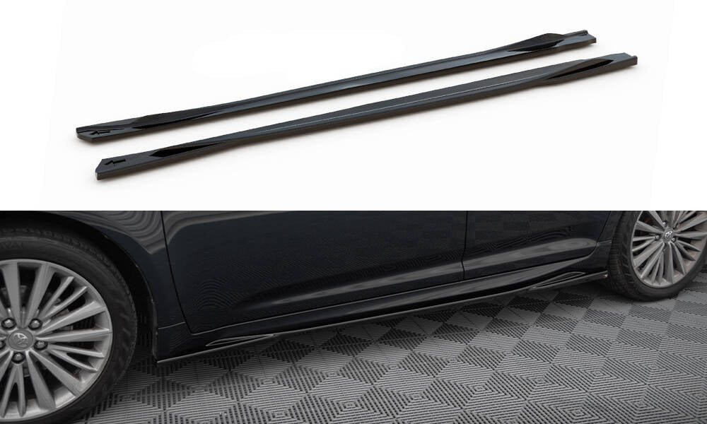 Maxton Design Street+ Seitenschweller Leisten passend für Toyota Avensis Mk3 Facelift schwarz Hochglanz