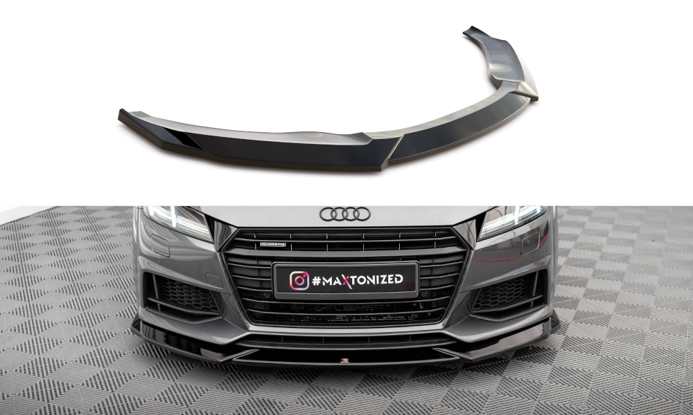 Maxton Design Street+ Spoilerlippe Front Ansatz V.1 passend für Audi TT S / S-Line 8S schwarz Hochglanz