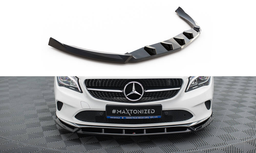 Maxton Design Street+ Spoilerlippe Front Ansatz passend für Mercedes-Benz CLA C117 Facelift schwarz Hochglanz