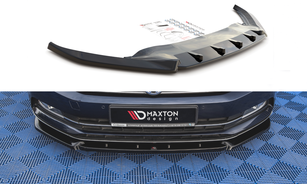 Maxton Design Street+ Spoilerlippe Front Ansatz V.2 passend für VW Passat B8 schwarz Hochglanz
