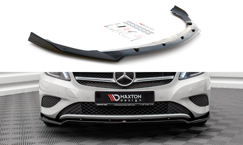 Maxton Design Street+ Spoilerlippe Front Ansatz V.2 passend für Mercedes-Benz A W176 schwarz Hochglanz