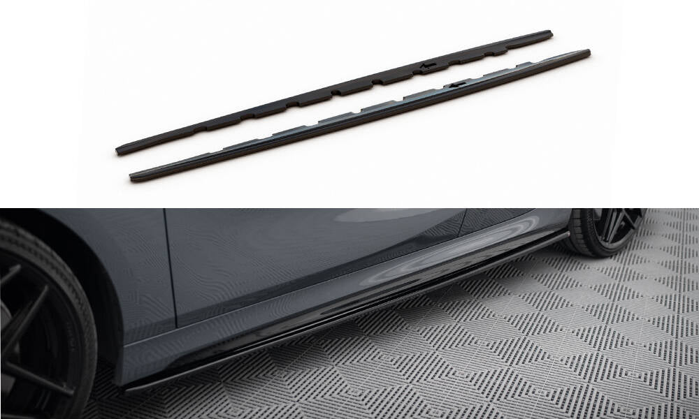Maxton Design Street+ Seitenschweller Leisten passend für V.1 passend für BMW 1er M-Paket / M135i / 128ti schwarz Hochglanz