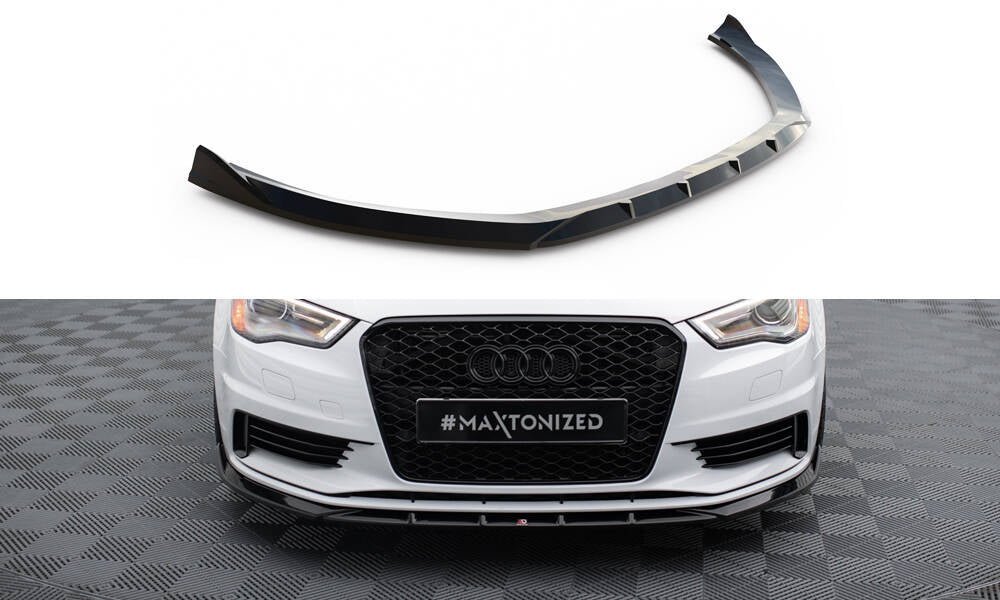 Maxton Design Street+ Spoilerlippe Front Ansatz V.1 passend für Audi A3 Limousine 8V schwarz Hochglanz