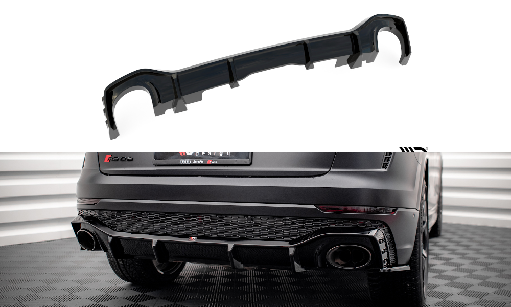 Maxton Design Diffusor Heck Ansatz passend für Audi RSQ8 Mk1 schwarz Hochglanz