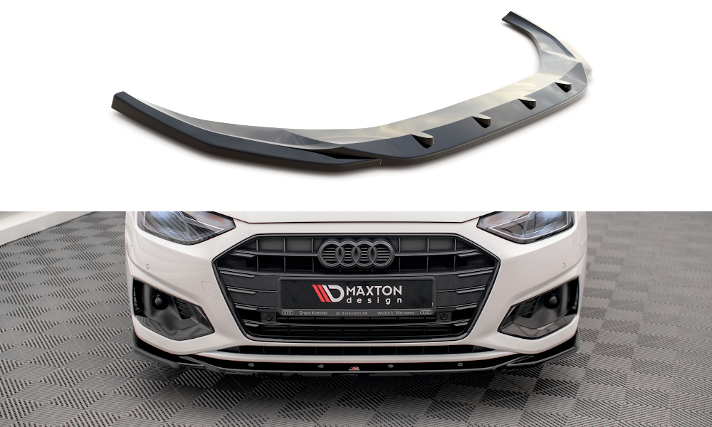 Maxton Design Street+ Spoilerlippe Front Ansatz V.2 passend für Audi A4 B9 Facelift schwarz Hochglanz