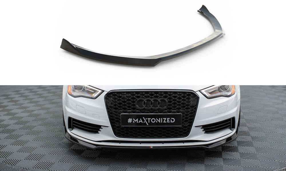 Maxton Design Street+ Spoilerlippe Front Ansatz V.2 passend für Audi A3 Limousine 8V schwarz Hochglanz