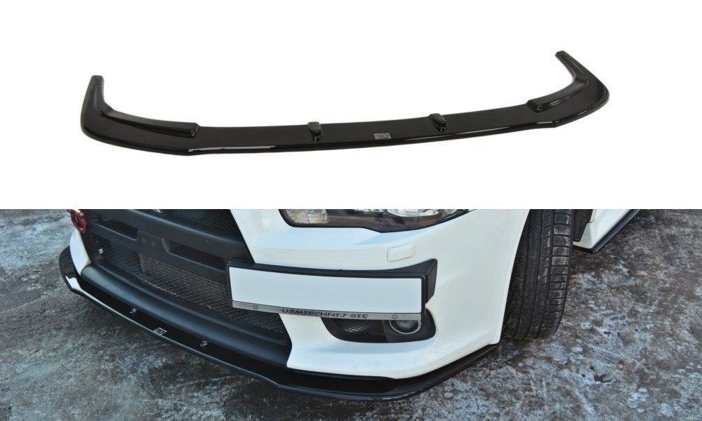 Maxton Design Street+ Spoilerlippe Front Ansatz V.1 passend für Mitsubishi Lancer Evo X schwarz Hochglanz