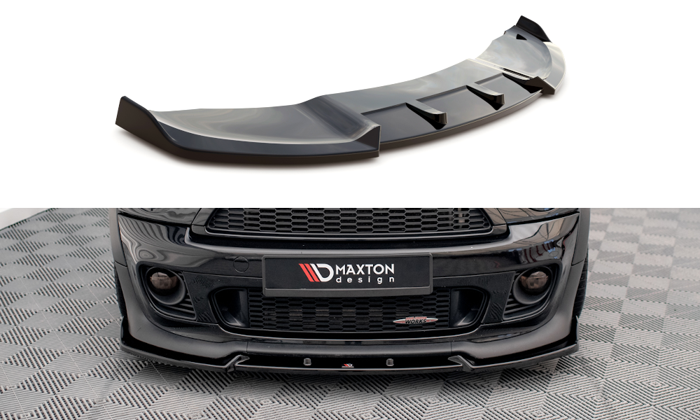 Maxton Design Street+ Spoilerlippe Front Ansatz V.3 passend für Mini Cooper John Cooper Works R56 schwarz Hochglanz
