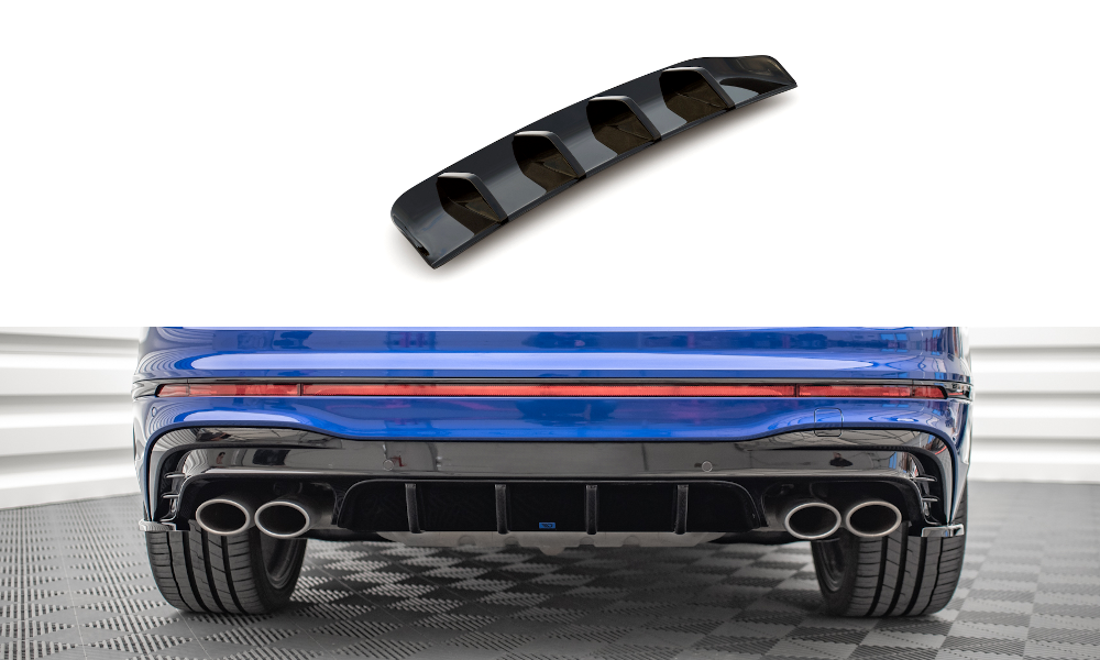 Maxton Design Diffusor Heck Ansatz passend für VW Tiguan R Mk2 Facelift schwarz Hochglanz