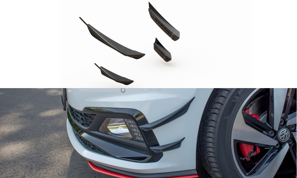 Maxton Design Stoßstangen Flaps Wings vorne Canards passend für VW Polo GTI Mk6