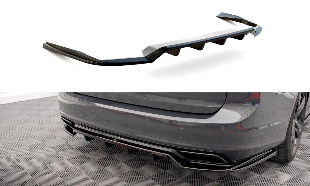 Maxton Design Street+ Mittlerer Diffusor RACE passend für Volvo V90 / S90 R-Design Mk2 schwarz Hochglanz
