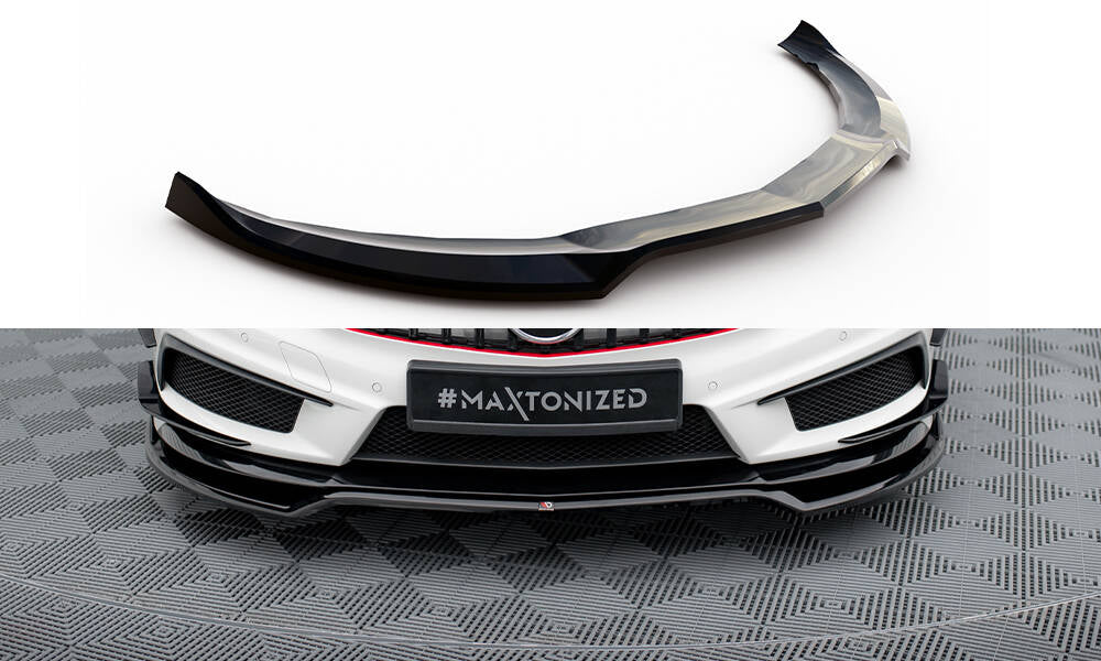 Maxton Design Street+ Spoilerlippe Front Ansatz V.4 passend für Mercedes-Benz A45 AMG W176 schwarz Hochglanz