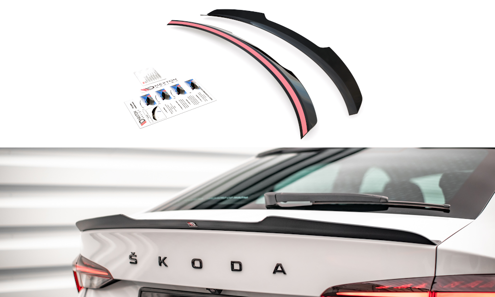 Maxton Design Spoiler CAP passend für Skoda Octavia Liftback Mk4 schwarz Hochglanz