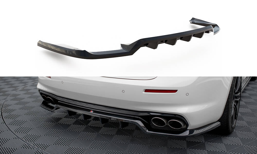 Maxton Design Street+ Mittlerer Diffusor RACE passend für Maserati Ghibli Mk3 Facelift schwarz Hochglanz