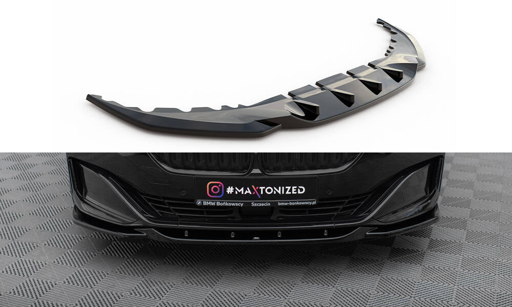 Maxton Design Street+ Spoilerlippe Front Ansatz V.2 passend für BMW 7 G11 / G12 Facelift schwarz Hochglanz
