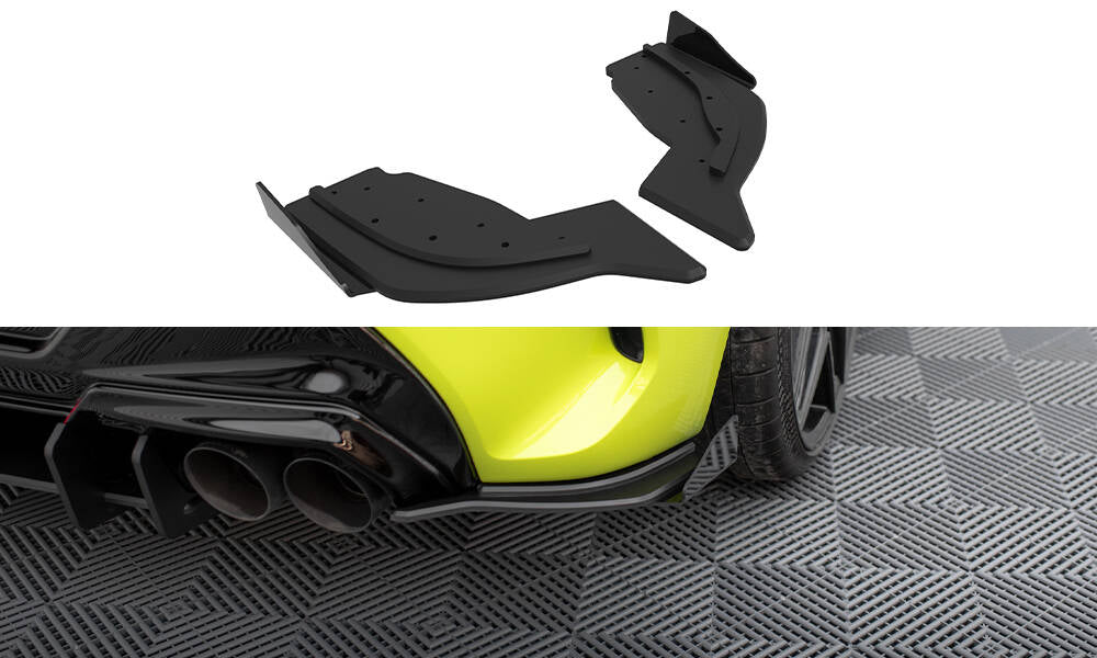 Maxton Design Street Pro Heck Ansatz Flaps Diffusor V.2 + Flaps V.2 passend für BMW 1er F40 M-Paket / M135i schwarz Hochglanz