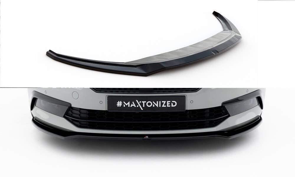 Maxton Design Street+ Spoilerlippe Front Ansatz V.2 passend für Skoda Superb Liftback / Combi Mk3 schwarz Hochglanz