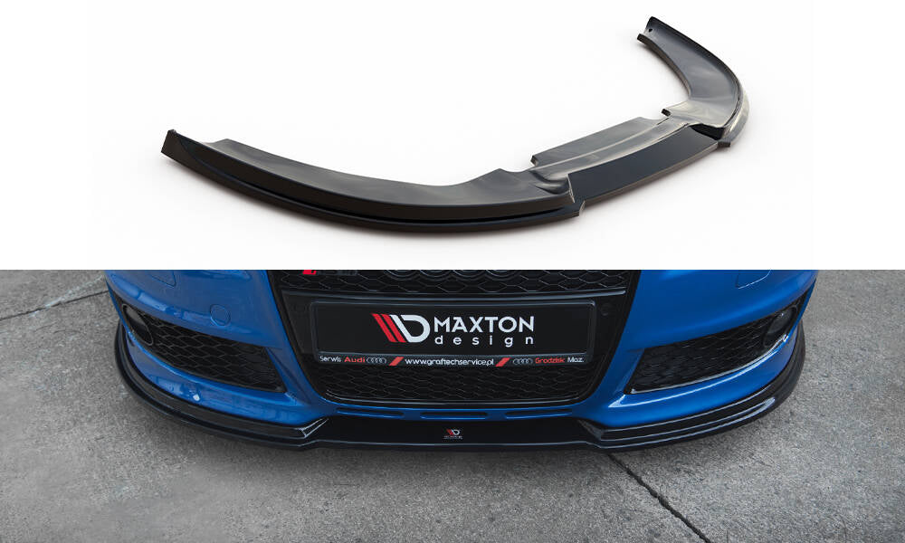 Maxton Design Street+ Spoilerlippe Front Ansatz V.1 passend für Audi RS4 B7 schwarz Hochglanz