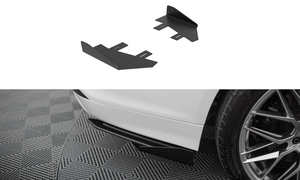 Maxton Design Hintere Seiten Flaps passend für Ford Mondeo Sport Mk5 Facelift / Fusion Sport Mk2 Facelift schwarz Hochglanz