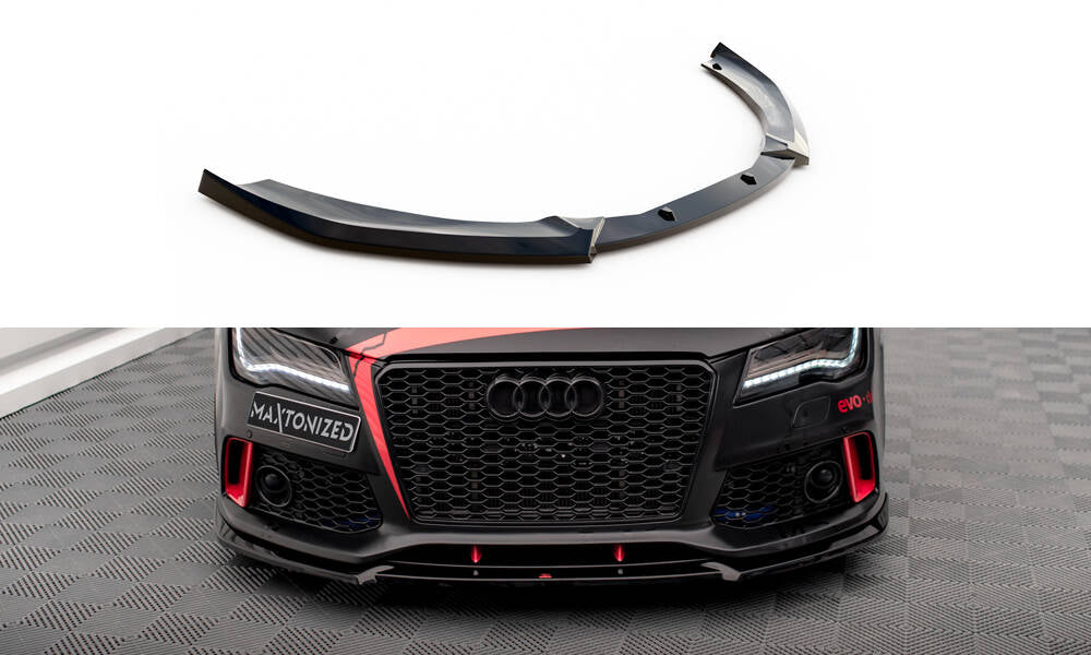 Maxton Design Street+ Spoilerlippe Front Ansatz passend für Audi A7 RS7 Look C7 schwarz Hochglanz