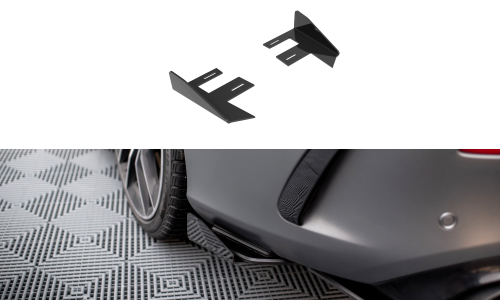 Maxton Design Hintere Seiten Flaps passend für Mercedes-AMG C43 Coupe / Cabrio C205 Facelift / A205 Facelift schwarz Hochglanz