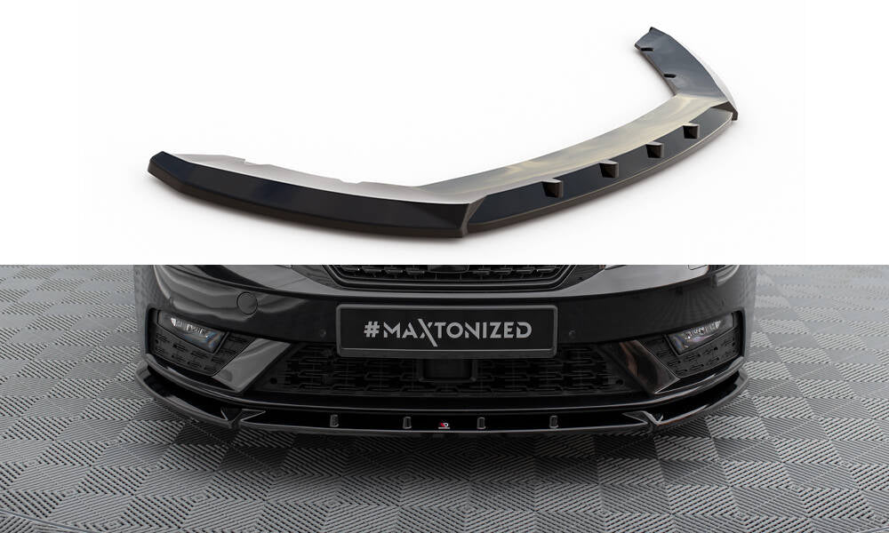 Maxton Design Street+ Spoilerlippe Front Ansatz V.1 passend für Seat Leon Mk3 Facelift schwarz Hochglanz