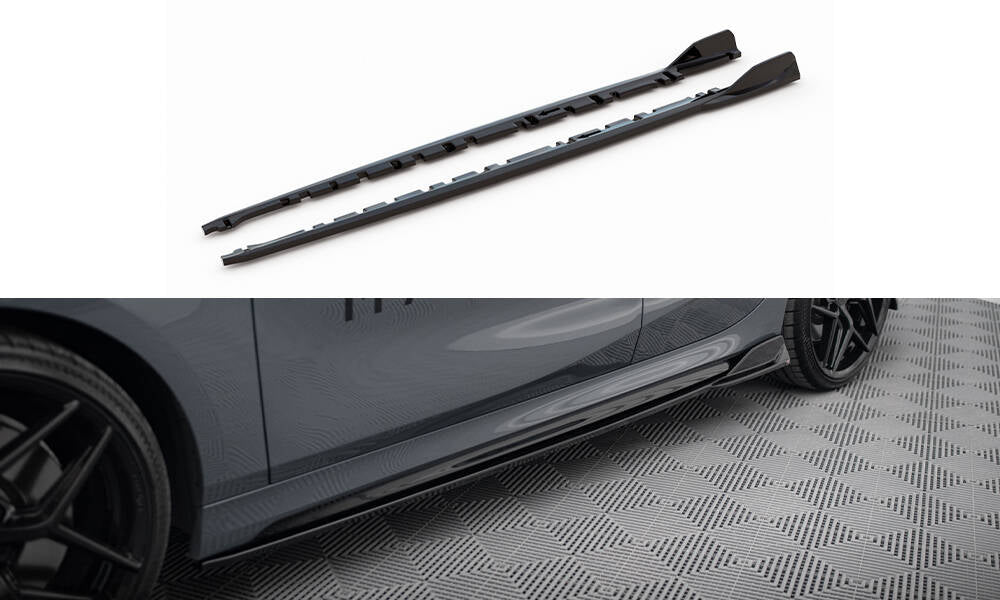 Maxton Design Street+ Seitenschweller Leisten passend für V.3 passend für BMW 1er M-Paket/ M135i / 128ti F40 schwarz Hochglanz