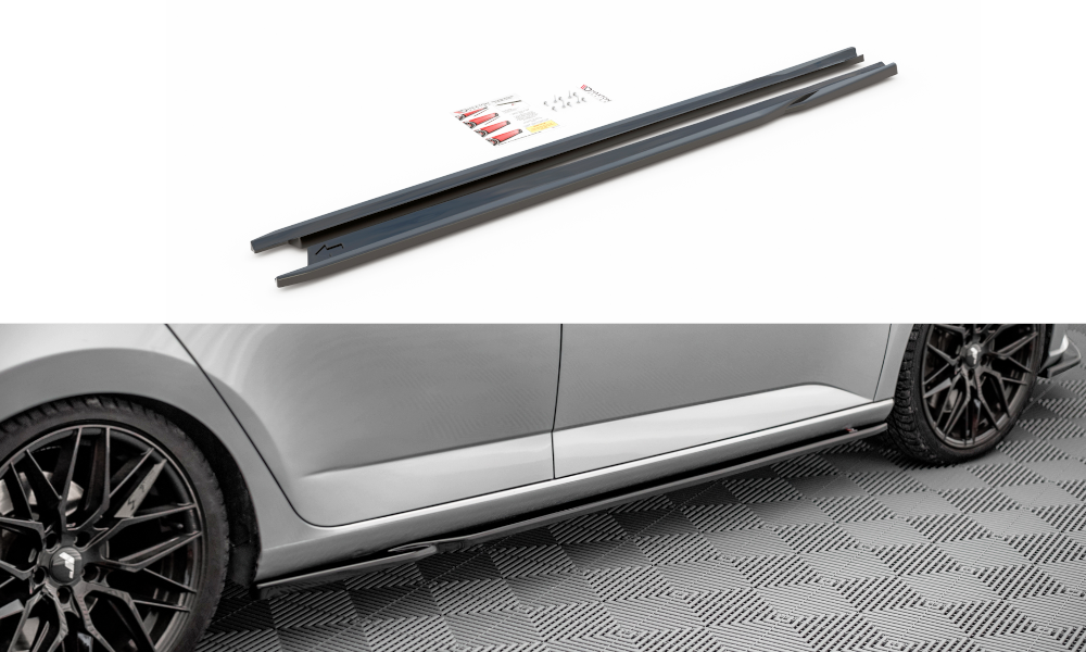 Maxton Design Street+ Seitenschweller Leisten passend für Skoda Fabia Mk3 schwarz Hochglanz