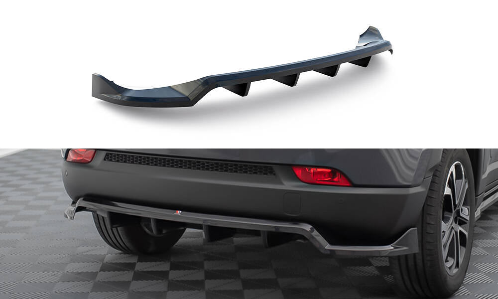Maxton Design Street+ Mittlerer Diffusor RACE passend für Jeep Compass Limited Mk2 Facelift schwarz Hochglanz