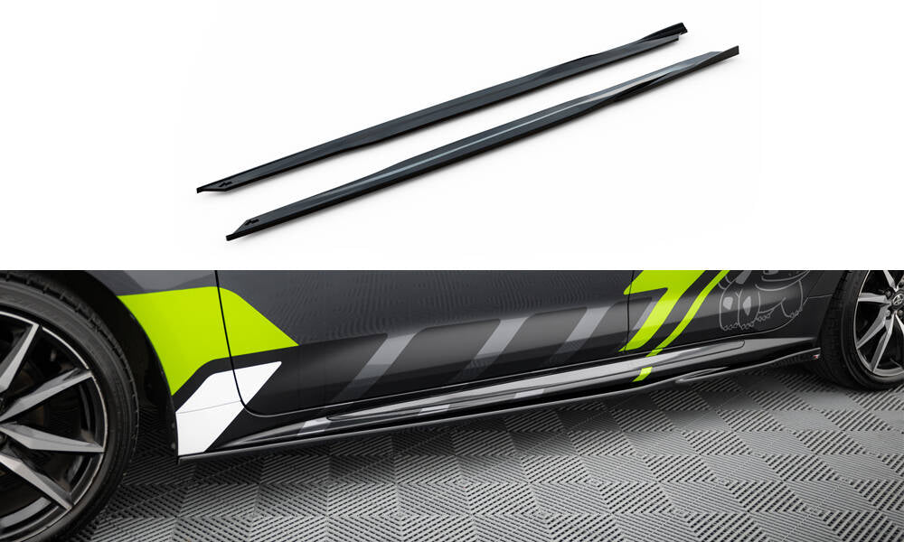 Maxton Design Street+ Seitenschweller Leisten passend für Toyota Corolla GR Sport Touring Sports XII schwarz Hochglanz
