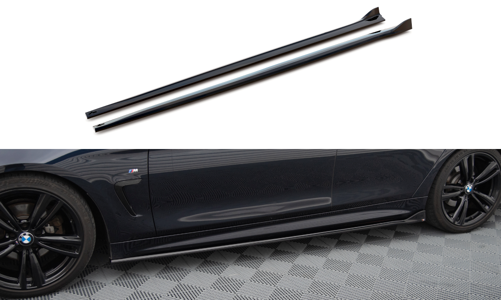 Maxton Design Street+ Seitenschweller Leisten passend für V.3 passend für BMW 4er Coupe / Gran Coupe / Cabrio M-Paket F32 / F36 / F33 schwarz Hochglanz