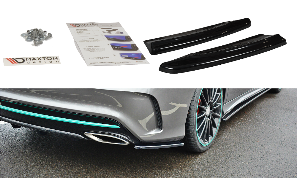 Maxton Design Heck Ansatz Flaps Diffusor passend für Mercedes-Benz CLA AMG-Line C117 schwarz Hochglanz