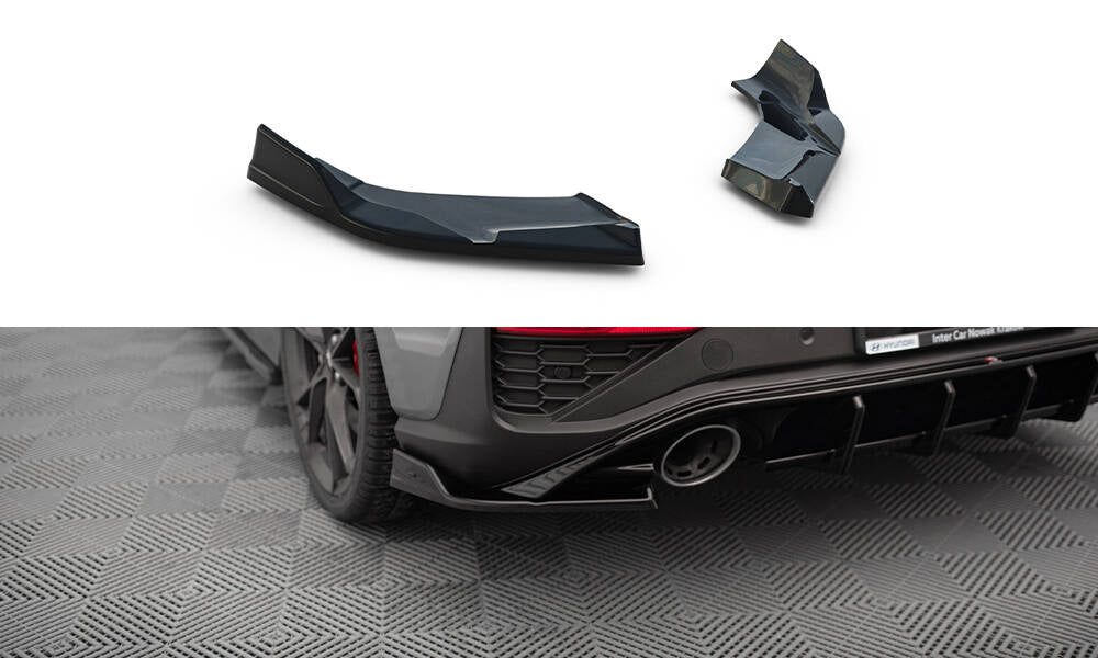 Maxton Design Heck Ansatz Flaps Diffusor V.6 passend für Hyundai I30 N Hatchback Mk3 Facelift schwarz Hochglanz