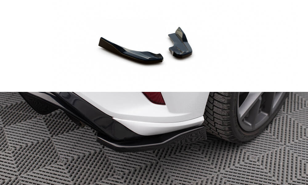 Maxton Design Heck Ansatz Flaps Diffusor V.3 passend für (Für heckansatz V.3) Ford Focus Hatchback ST Mk4 schwarz Hochglanz
