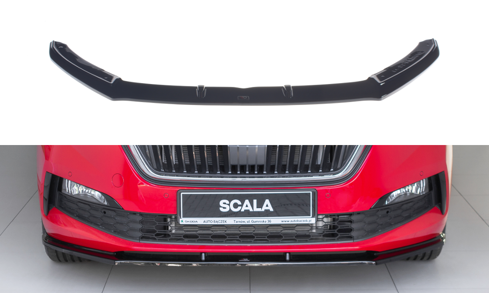 Maxton Design Street+ Spoilerlippe Front Ansatz V.1 passend für Skoda Scala schwarz Hochglanz