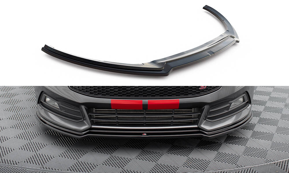 Maxton Design Street+ Spoilerlippe Front Ansatz V.3 passend für Ford Focus ST Mk3 Facelift schwarz Hochglanz