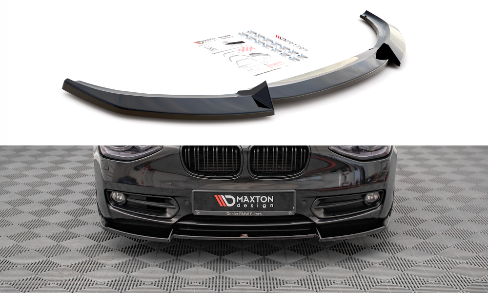 Maxton Design Street+ Spoilerlippe Front Ansatz V.2 passend für BMW 1er F20 schwarz Hochglanz