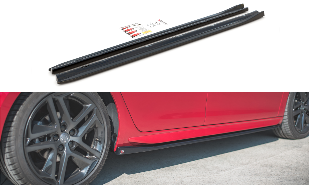 Maxton Design Street+ Seitenschweller Leisten passend für Peugeot 308 GT Mk2 Facelift schwarz Hochglanz