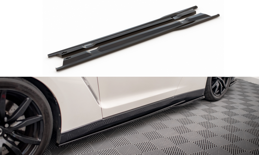 Maxton Design Street+ Seitenschweller Leisten passend für Nissan GTR R35 Facelift schwarz Hochglanz