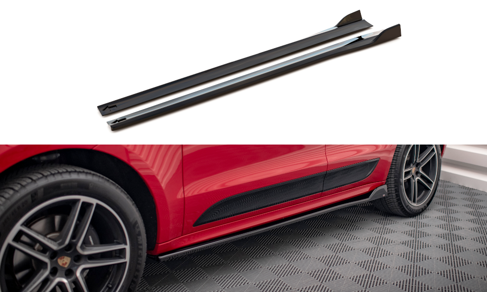 Maxton Design Street+ Seitenschweller Leisten V.2 passend für Porsche Macan Mk1 schwarz Hochglanz