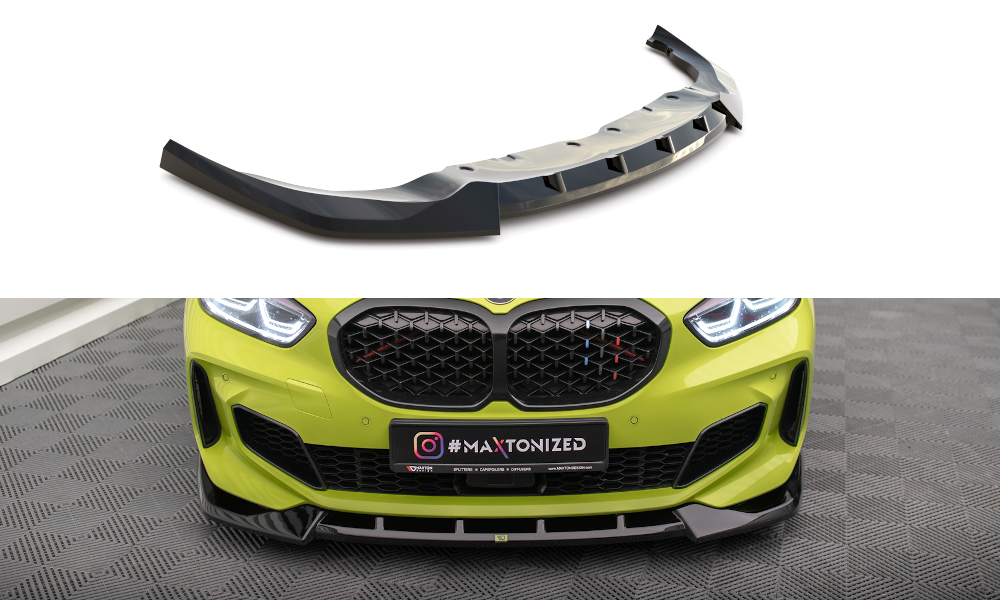 Maxton Design Street+ Spoilerlippe Front Ansatz V.6 passend für BMW 1er M-Paket / M135i / 128ti F40 schwarz Hochglanz