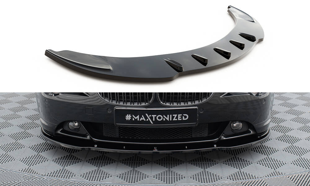 Maxton Design Street+ Spoilerlippe Front Ansatz V.1 passend für BMW 6er Coupe E63 / Cabrio E64 schwarz Hochglanz